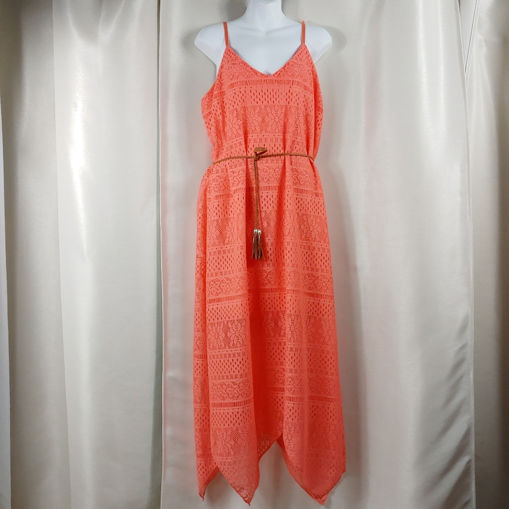 FINAL PRICE:Rue21 Sherbet Orange Lace Insert Dress